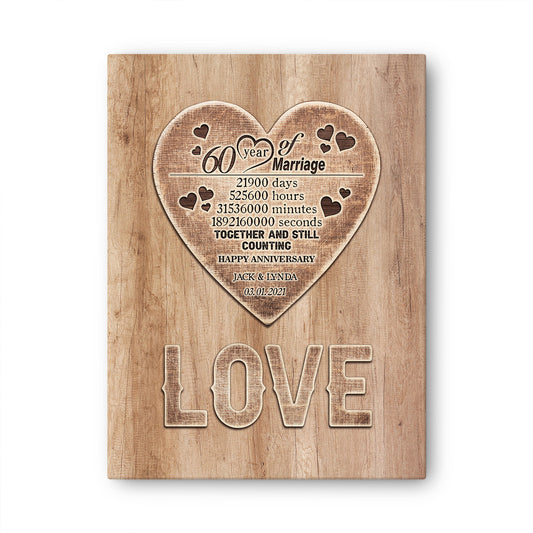 60 Years Wedding Anniversary Love Anniversary Personalized Canvas
