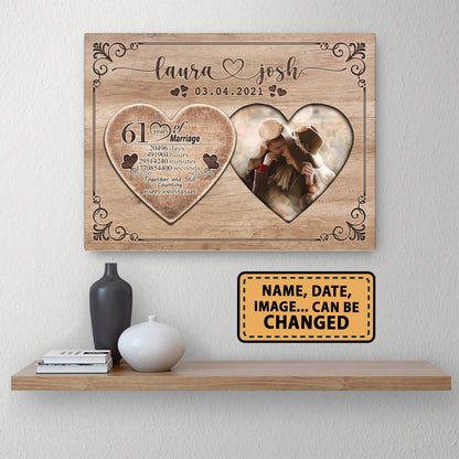 Happy 61st Anniversary First Year Of Marriage Anniversary Canvas