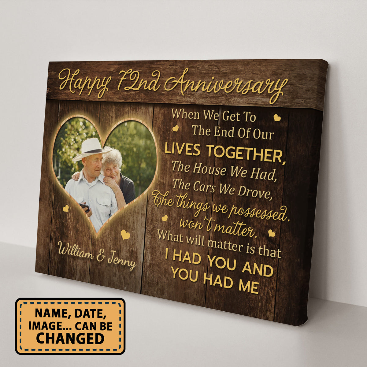 Happy 72nd Anniversary When We Get To The End Anniversary Canvas