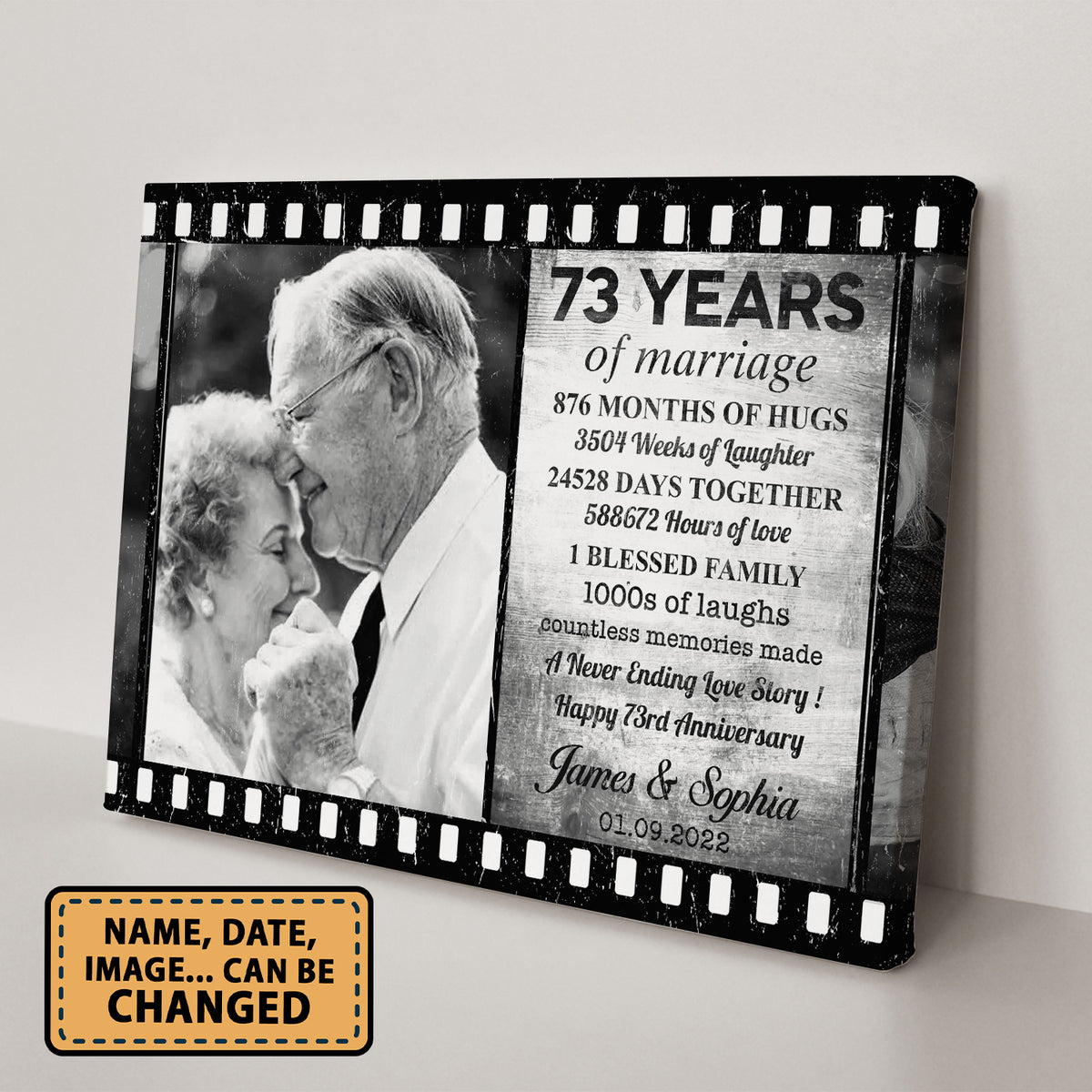 73 Years Of Marriage Film Custom Image Anniversary Canvas