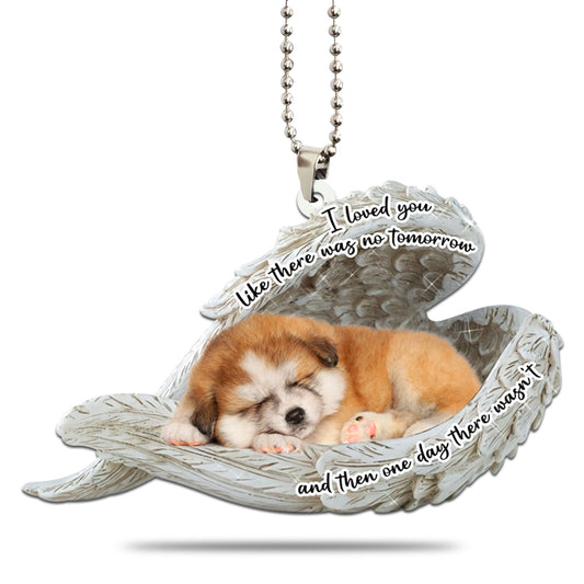 Akita Sleeping Angel Personalizedwitch Flat Car Ornament
