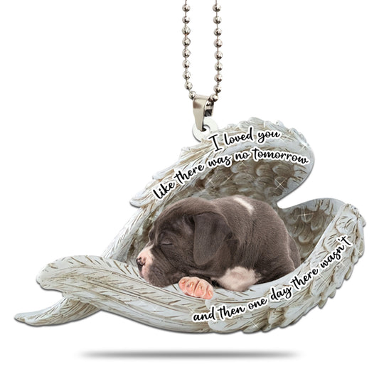 American Bulldog Sleeping Angel Personalizedwitch Flat Car Ornament