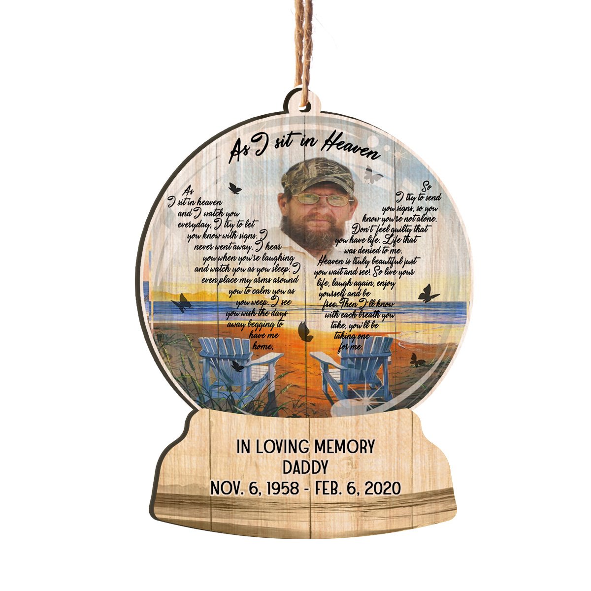 As I Sit In Heaven Memorial Personalizedwitch Personalized Printed Wood Christmas Ornament