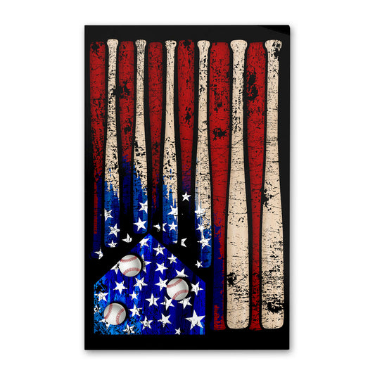 Baseball American Flag Rectangle Rug 11