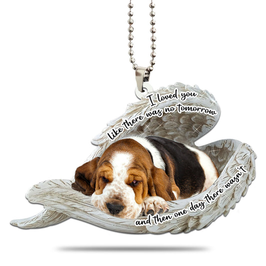 Basset Hound Sleeping Angel Personalizedwitch Flat Car Ornament