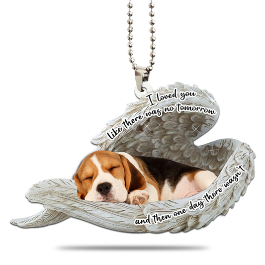 Beagle Sleeping Angel Personalizedwitch Flat Car Ornament