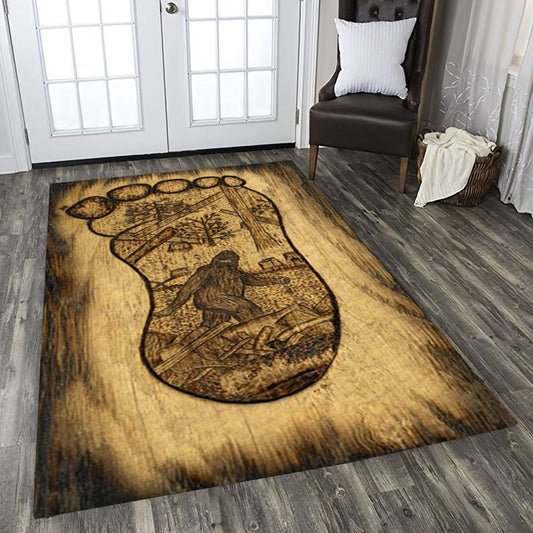 Bigfoot Wood Foot Print Rectangle Rug