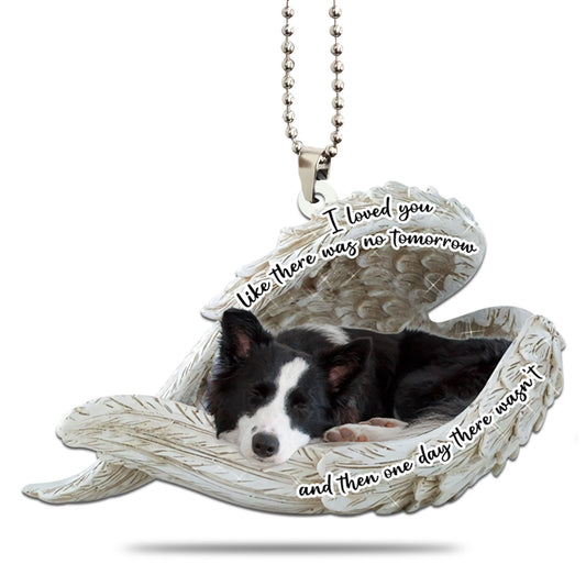 Border Collie Sleeping Angel Personalizedwitch Flat Car Ornament