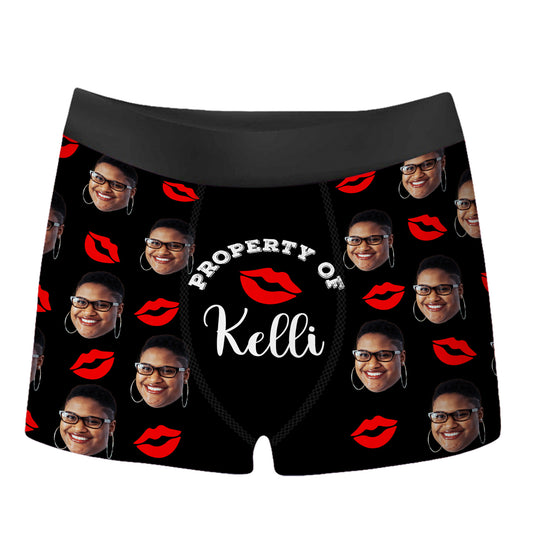 Property Of Custom Name & Image All Over Print Men's Boxer Brief
