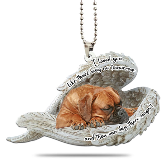 Boxer Sleeping Angel Personalizedwitch Flat Car Ornament