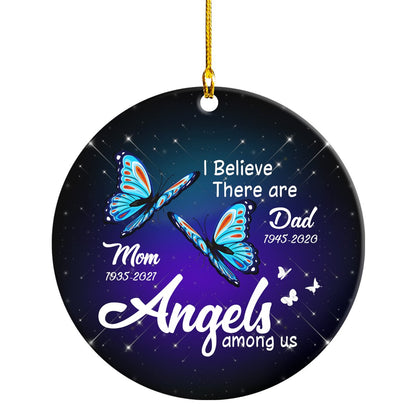 Custom Parents Periods I Believe There Are Angels Among Us Butterflies Personalizedwitch Personalized Christmas Memorial Ornament