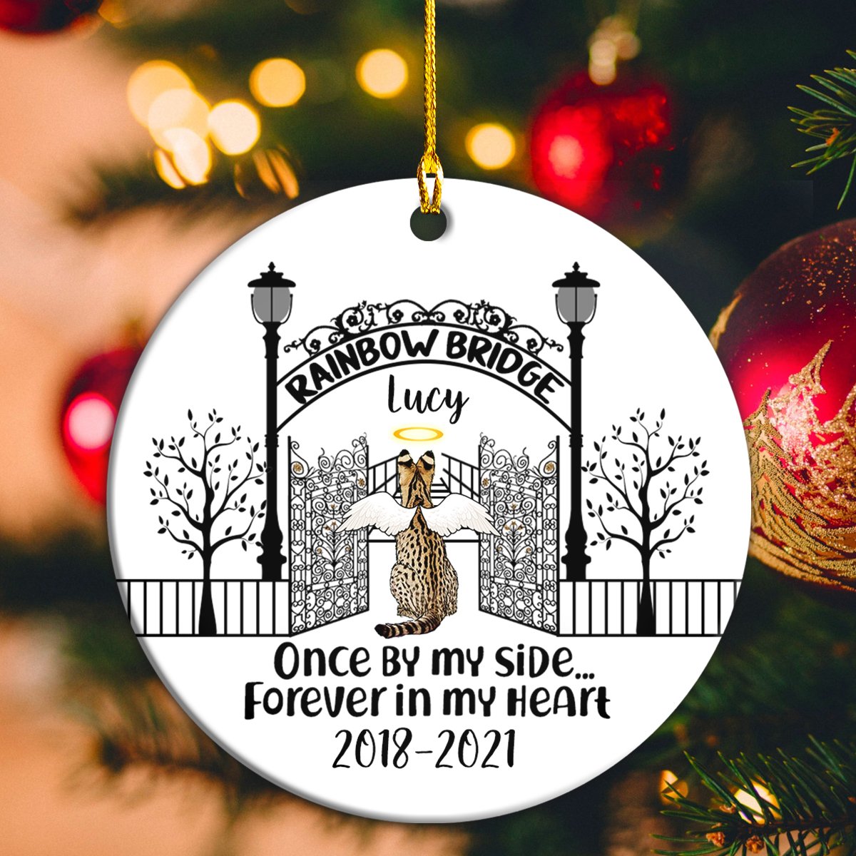 Custom Image Name Period Once By My Side Forever In My Heart Cat Personalizedwitch Personalized Christmas Memorial Ornament