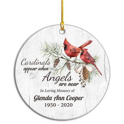 Custom Name And Period Cardinals Appear When Angels Are Near Memorial Personalizedwitch Personalized Christmas Ornament