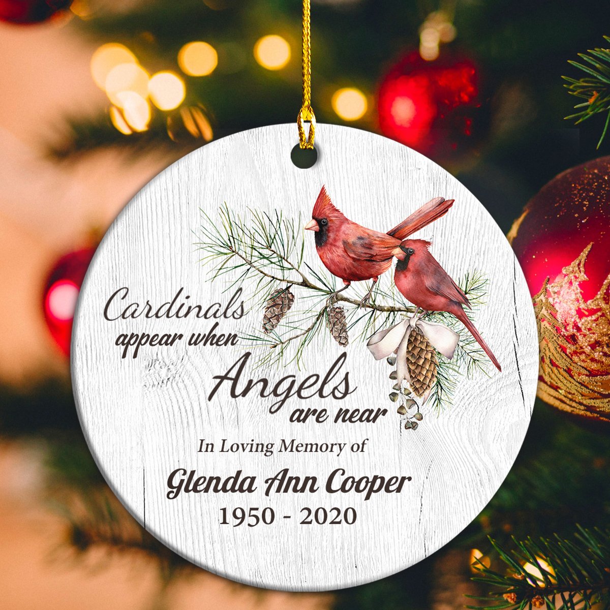 Custom Name And Period Cardinals Appear When Angels Are Near Memorial Personalizedwitch Personalized Christmas Ornament
