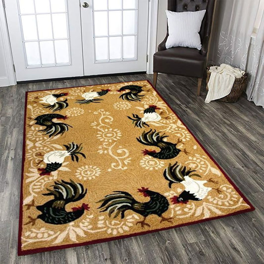 Vintage Chicken Group Rectangle Rug