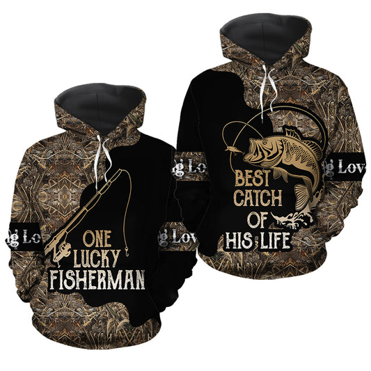 Fishing Lover All Over Print Valentine Gift Couple Matching 3D Hoodie