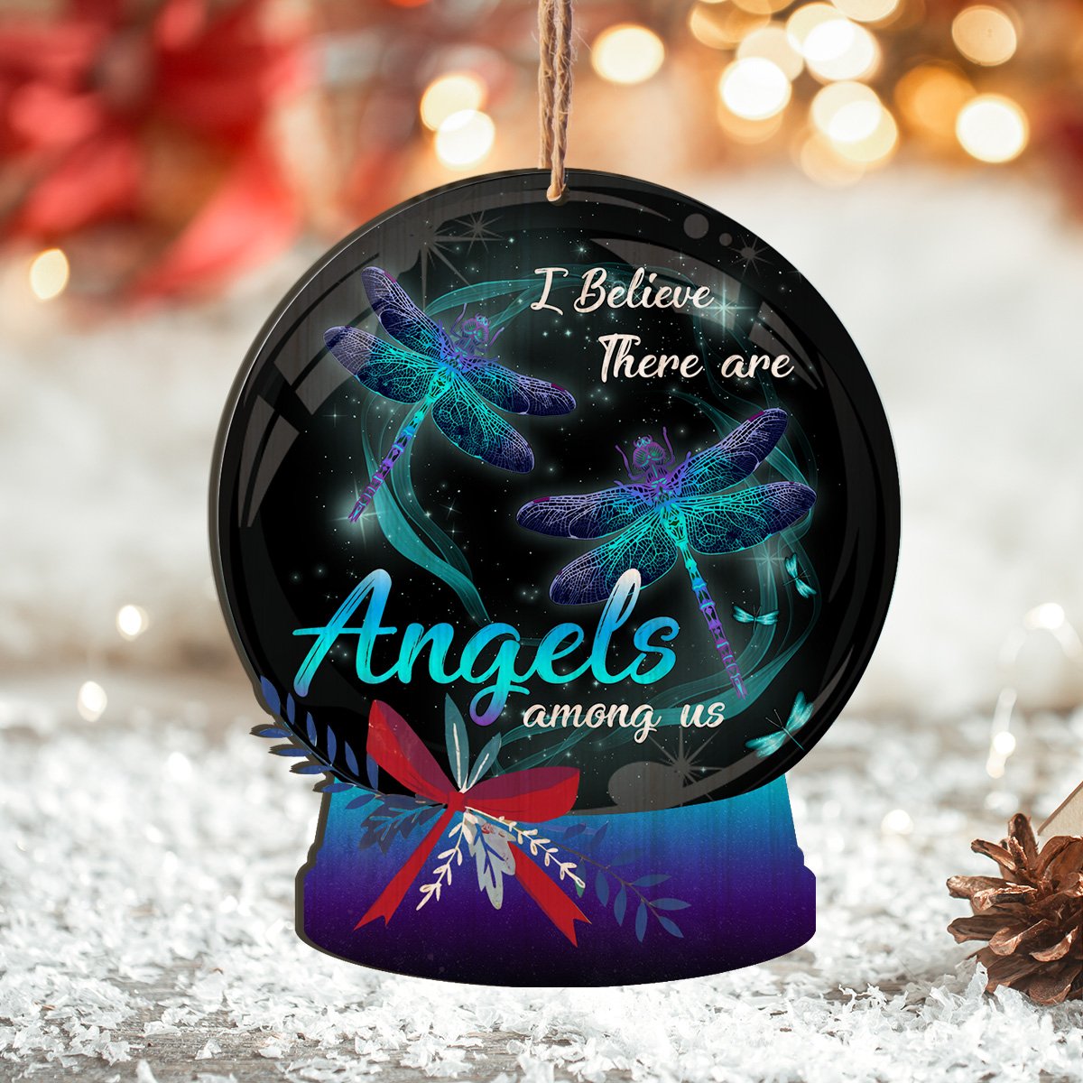 Dragonfly Angels Among Us Memorial Personalizedwitch Printed Wood Christmas Ornament