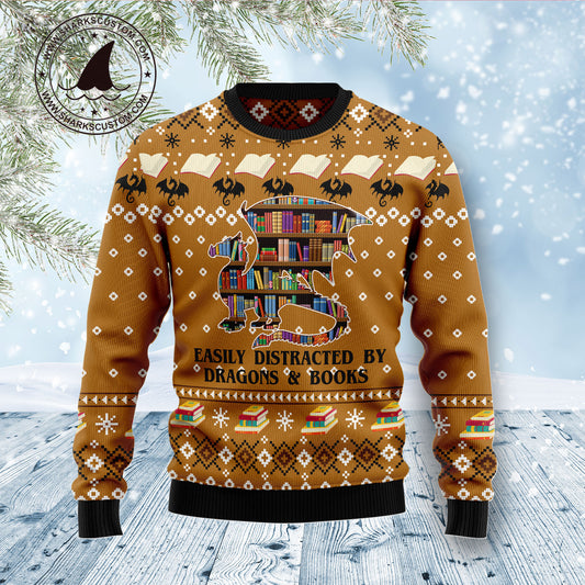 Dragon and Book D1011 Ugly Christmas Sweater