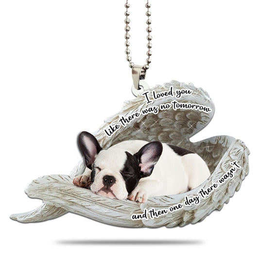 French Bulldog Sleeping Angel Personalizedwitch Flat Car Ornament