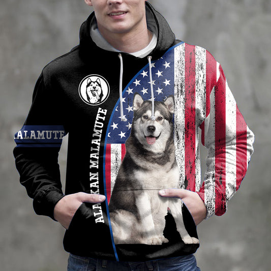 US Flag Alaskan Malamute G51019 - All Over Print Unisex Hoodie