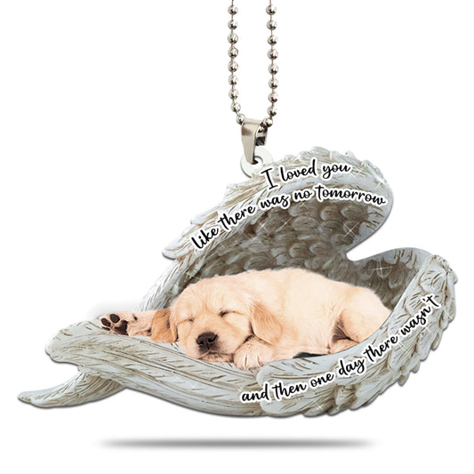 Golden Retriever Sleeping Angel Personalizedwitch Flat Car Ornament
