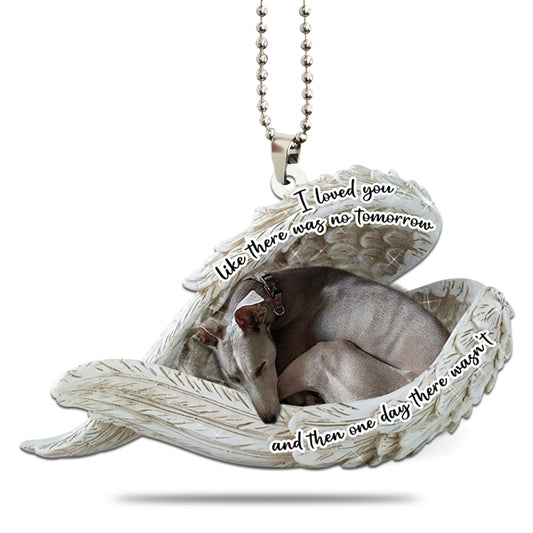 Greyhound Sleeping Angel Personalizedwitch Flat Car Ornament