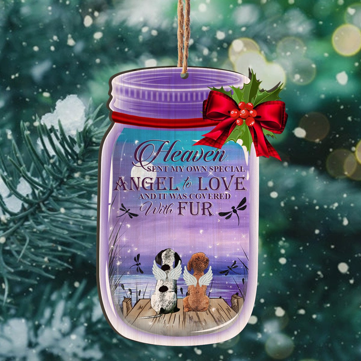Heaven With Fur Memorial Personalizedwitch Personalized Printed Christmas Wood Ornament