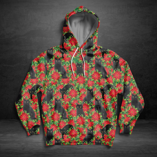 Black Cat Christmas Flower TY1811 - All Over Print Unisex Hoodie