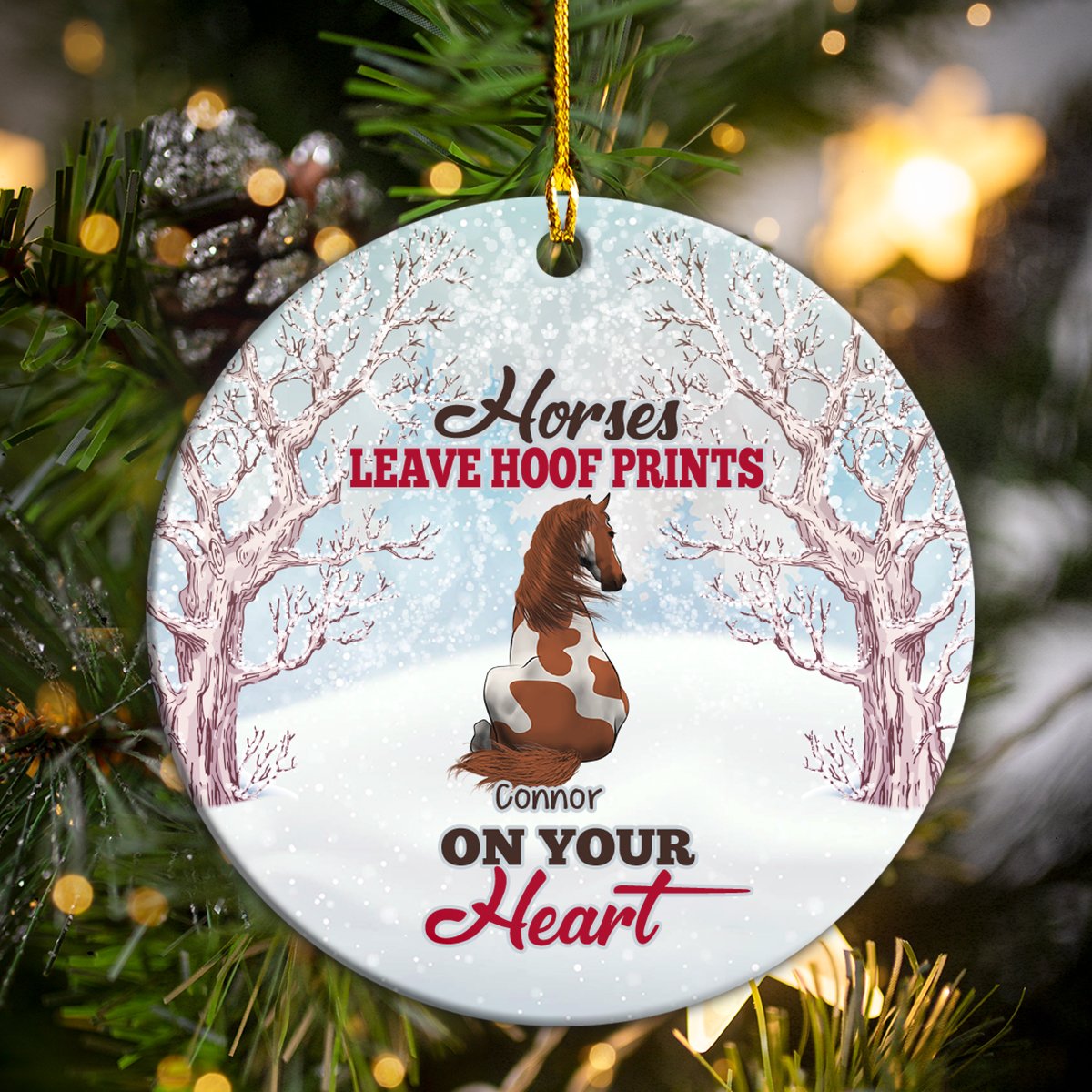 Custom Name And Image Horses Leave Hoof Prints On Your Heart Personalizedwitch Personalized Christmas Ornament