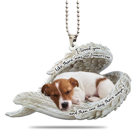 Jack Russell Terrier Sleeping Angel Personalizedwitch Flat Car Ornament