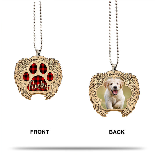 Personalized Dog Memorial 4 Wooden Car Ornament