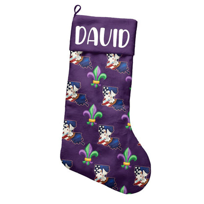 Louisiana Fleur De Lis Mardi Custom Name Personalizedwitch Christmas Stocking