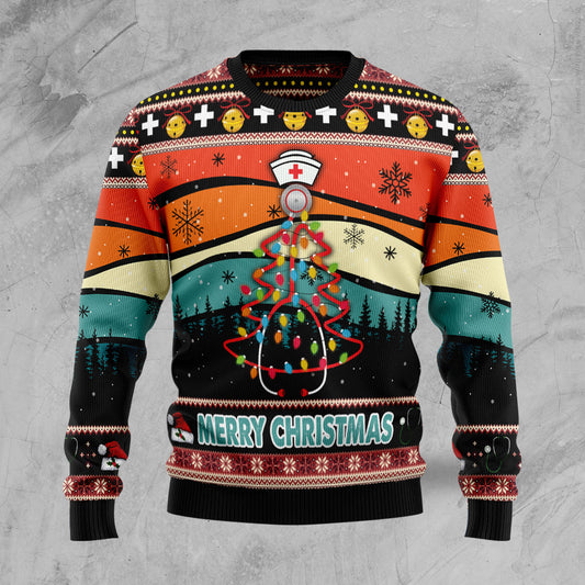 Merry Christmas Nurse TG5121 unisex womens & mens, couples matching, friends, nurse lover, funny family ugly christmas holiday sweater gifts (plus size available)