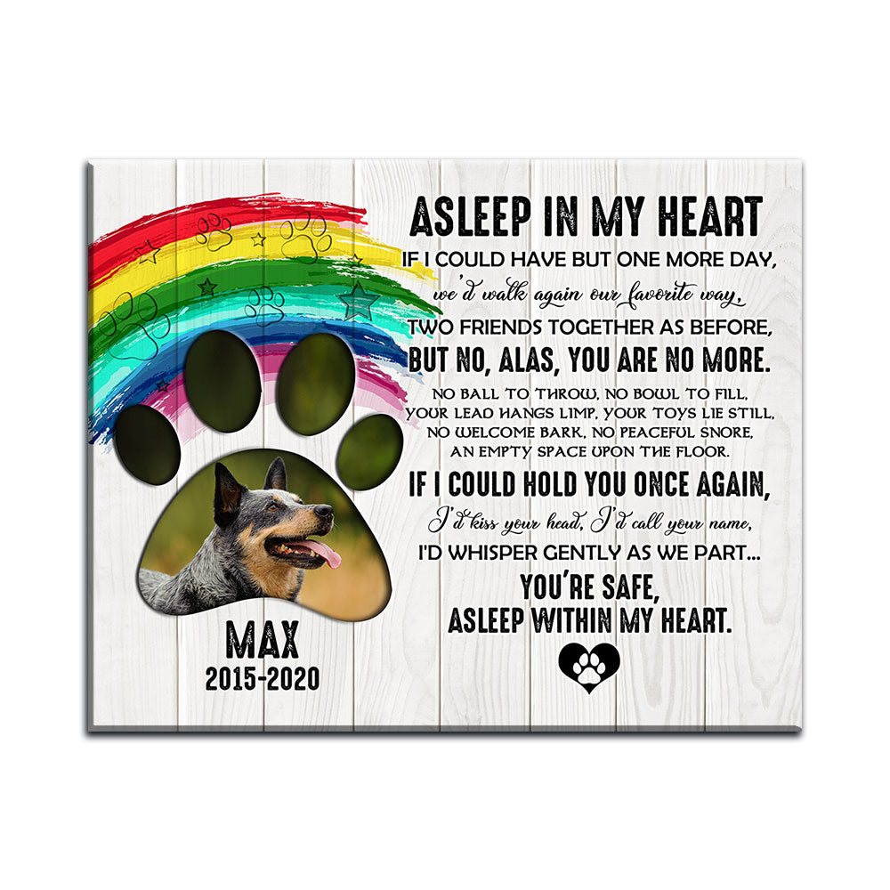 Custom Personalized memorial pet in heaven canvas print wall art unique meaningful family friends dog cat lovers gift ideas - Asleep In My Heart TY1603213