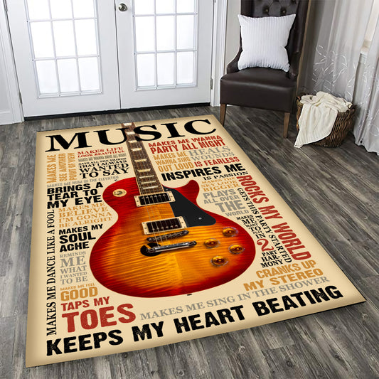 Music Makes My Life Guitar - Rectangle Rug