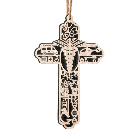 Nurse Cross Personalizedwitch Layered Wood Christmas Ornament