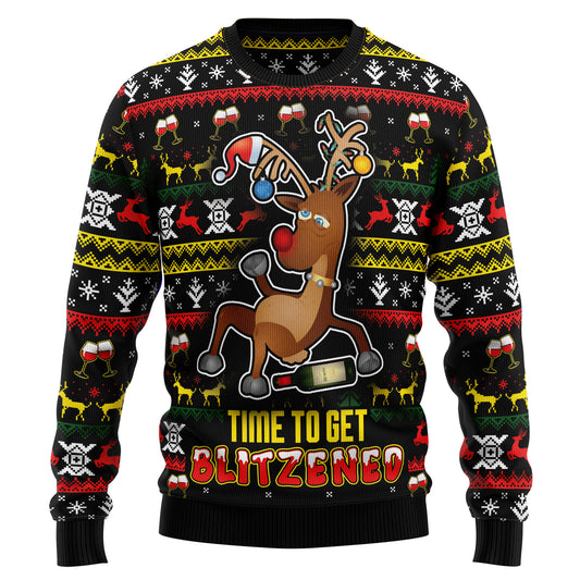 Time To Get Blitzened HT081201 Ugly Christmas Sweater
