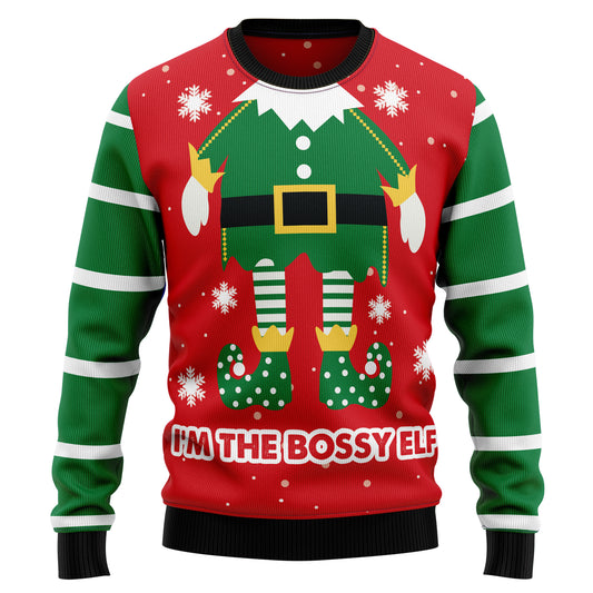 Bossy Elf TY210 Ugly Christmas Sweater