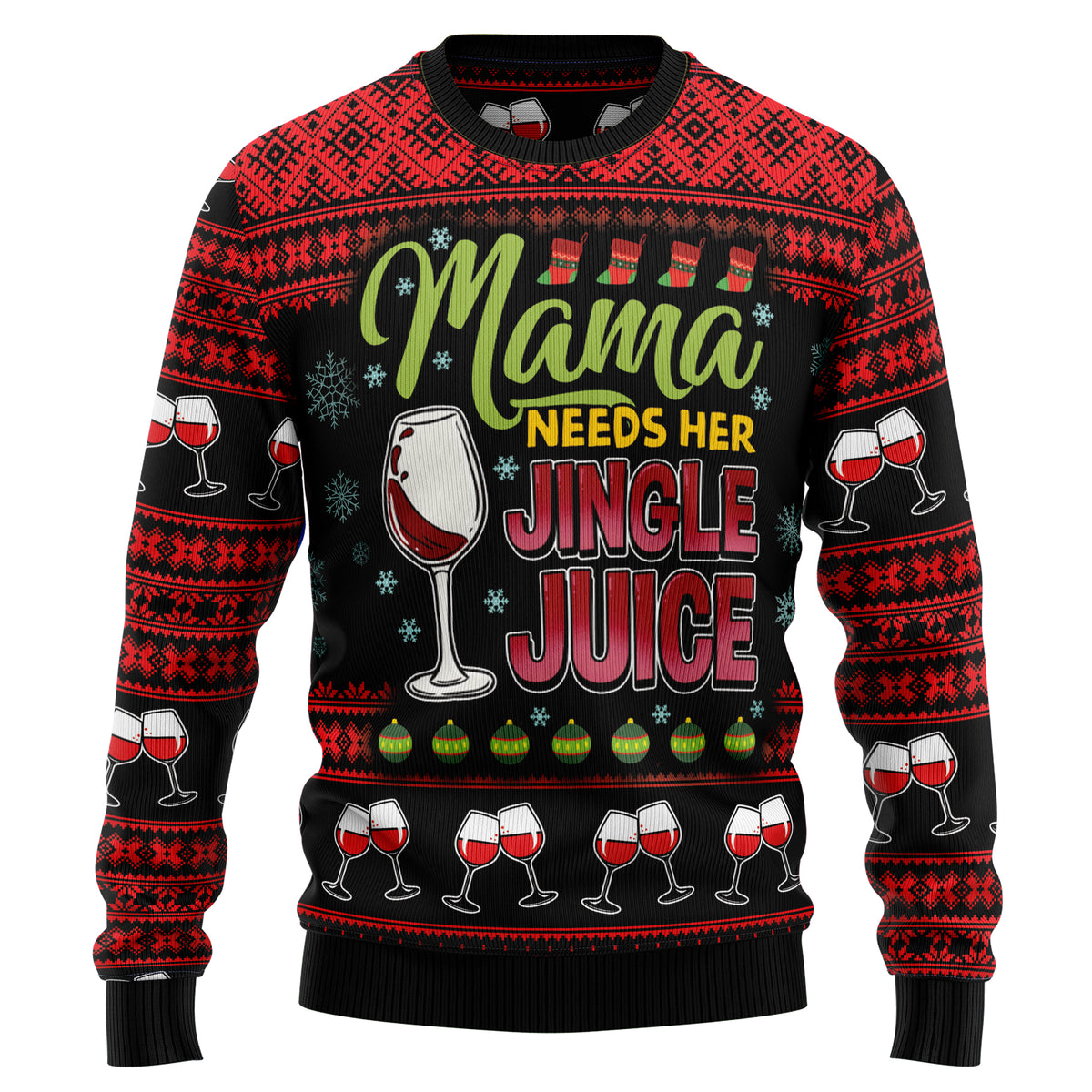 Red Wine Mama HT92801 Ugly Christmas Sweater
