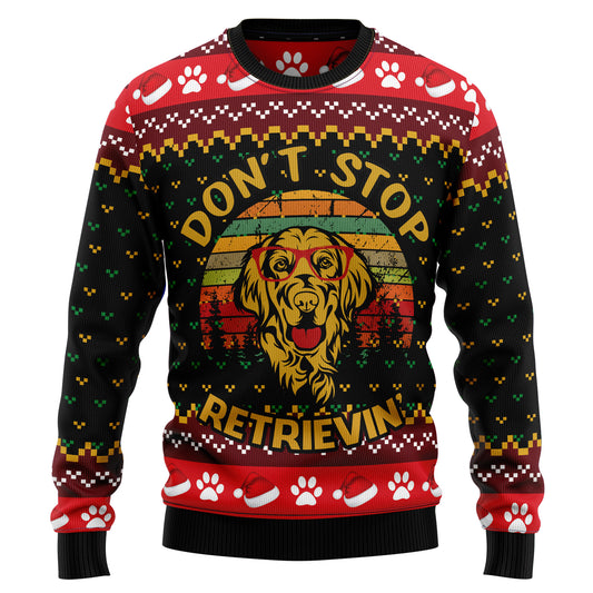 Golden Retriever Don‘t Stop T1111 Ugly Christmas Sweater