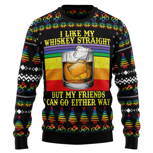 LGBT Whiskey Straight T510 Ugly Christmas Sweater