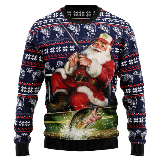 Santa Fishing HT92405 Ugly Christmas Sweater