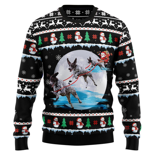 German Shorthaired Pointer Santa On Highway D0610 Ugly Sweater