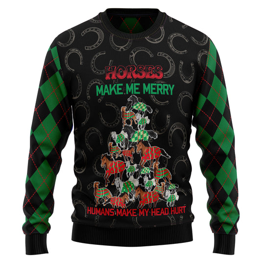 Horses Merry Christmas T2810 Ugly Christmas Sweater