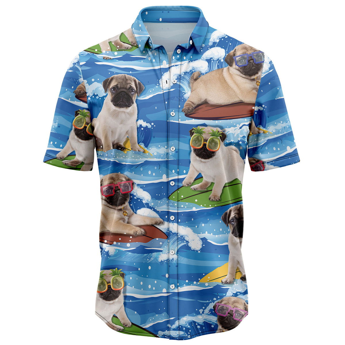 Pug Beach & My Dogs T2307 Hawaiian Shirt