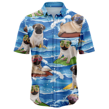 Pug Beach & My Dogs T2307 Hawaiian Shirt