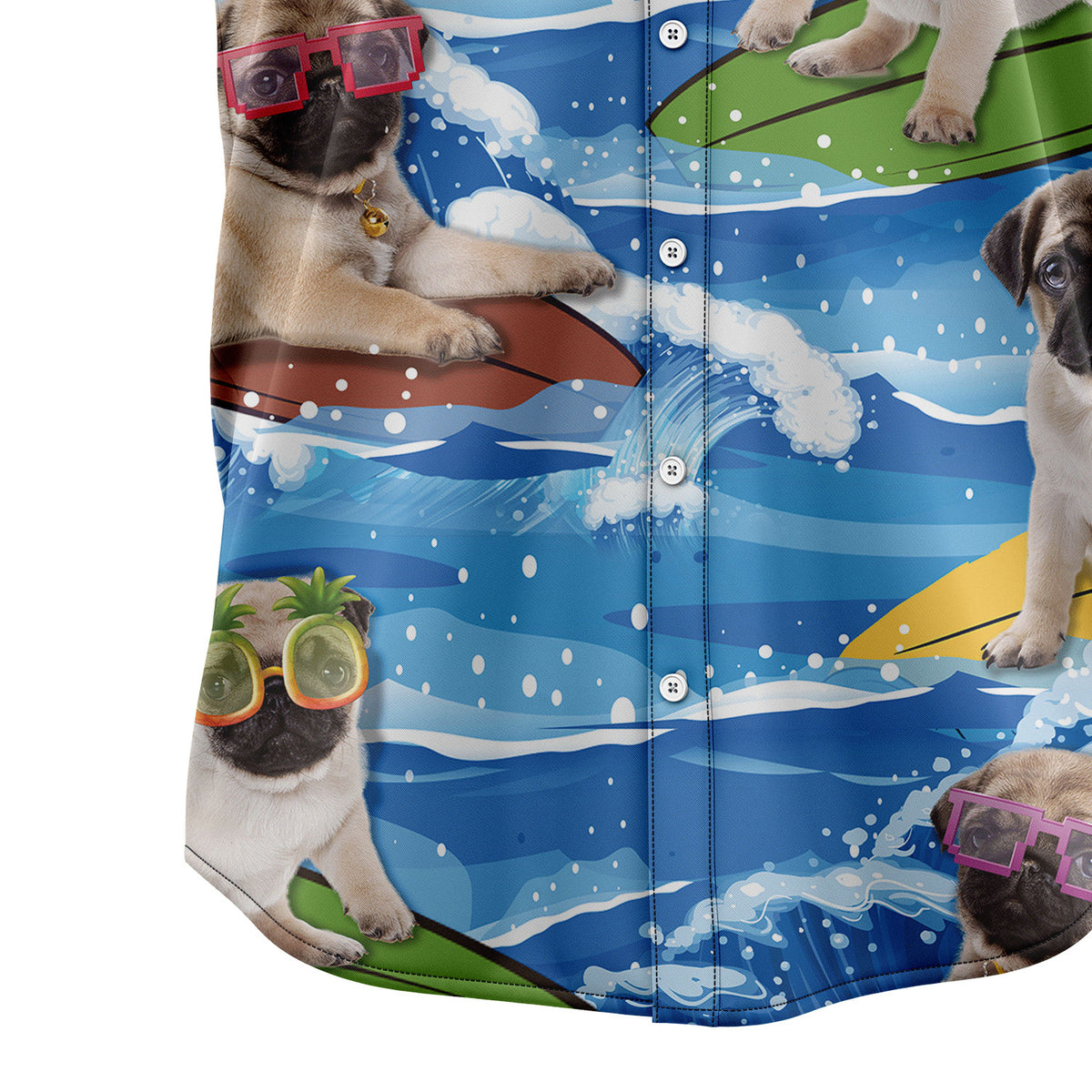 Pug Beach & My Dogs T2307 Hawaiian Shirt