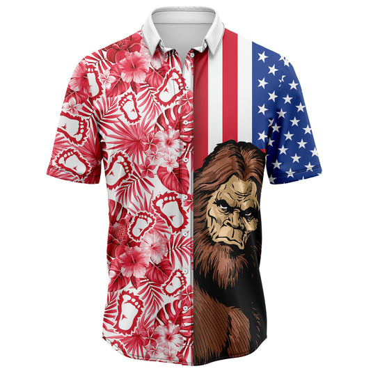 Bigfoot USA and Tropical D2307 Hawaiian Shirt