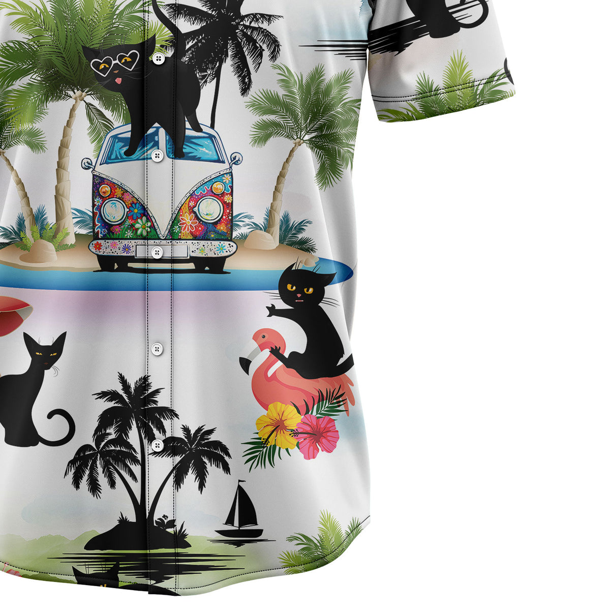 Black Cat Vacation G5710 Hawaiian Shirt