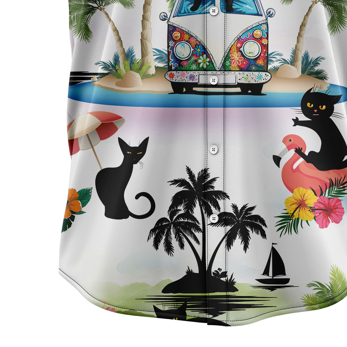Black Cat Vacation G5710 Hawaiian Shirt
